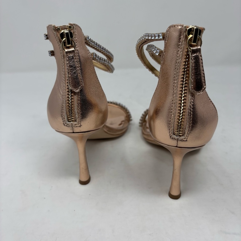 Badgley Mischka Logan Strappy Rhinestone Open Toe Heels Size 7.5 - Picture 9 of 10